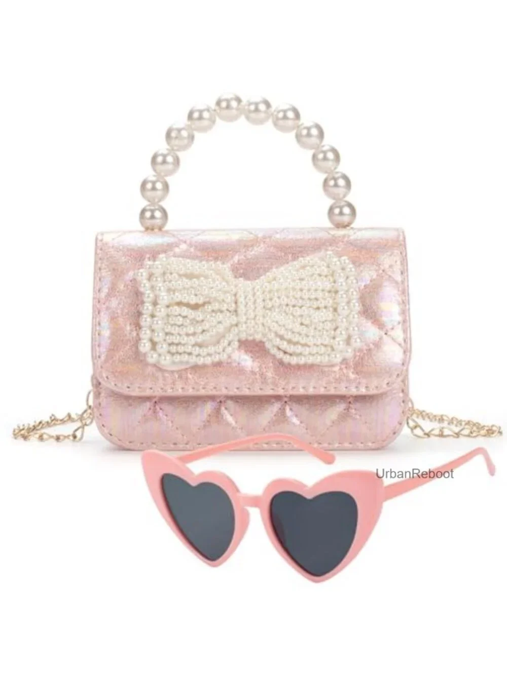 Toddler Crossbody Purse Bow Bag Girls Heart Glasses Set Gift